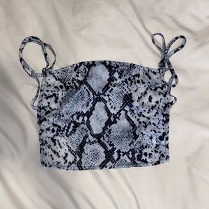 snake print backless top